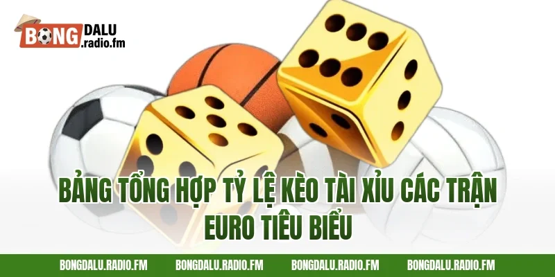 Bảng Tổng Hợp Tỷ Lệ Kèo Tài Xỉu Các Trận Euro Tiêu Biểu